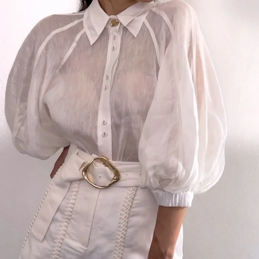 ๐ SOLD ๐ AJE Palms Puff Sleeve Blouse Ivory โข RRP $295 โข BNWoT Never Worn - Picture 2 of 8